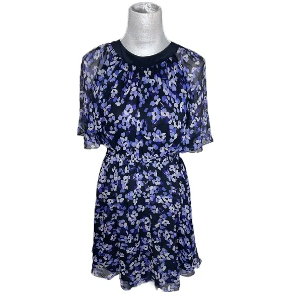 Kate Spade New York Hydrangea Floral Print Silk Chiffon Small Fit & Flare - Picture 2 of 7